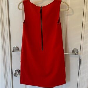 Orange drop waist Sleeveless Dress, exposed zipper